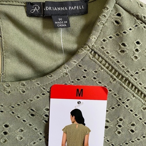Adrianna Papell Flutter Short Sleeve Eyelet Top, Green, Medium NWT - Picture 7 of 12